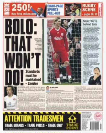 Sunderland Echo Backpage
