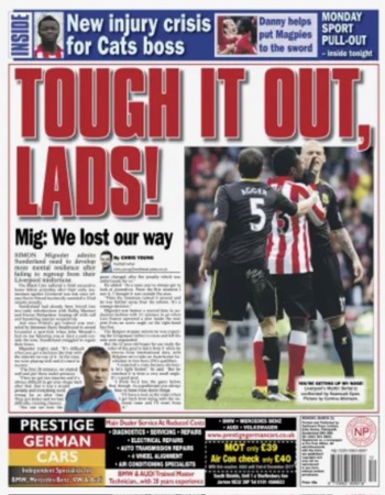 Sunderland Echo Backpage
