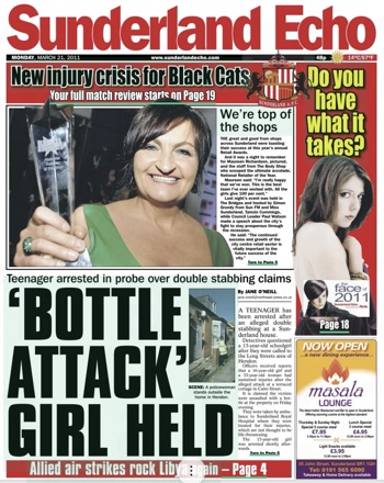 Sunderland Echo Frontpage