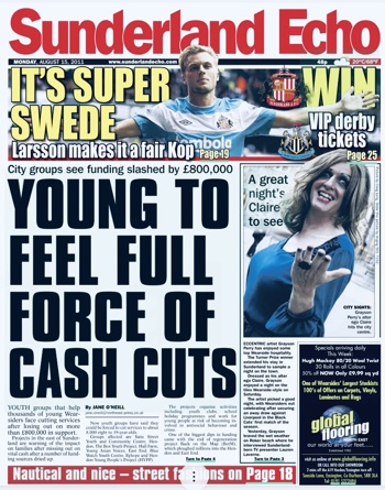 Sunderland Echo Frontpage