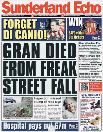 Sunderland Echo Frontpage