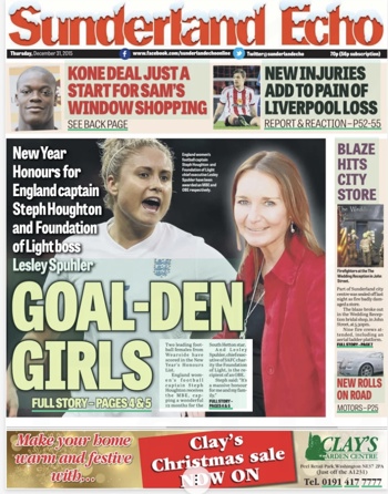Sunderland Echo Frontpage