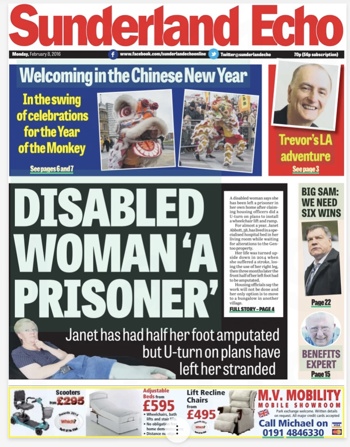 Sunderland Echo Frontpage