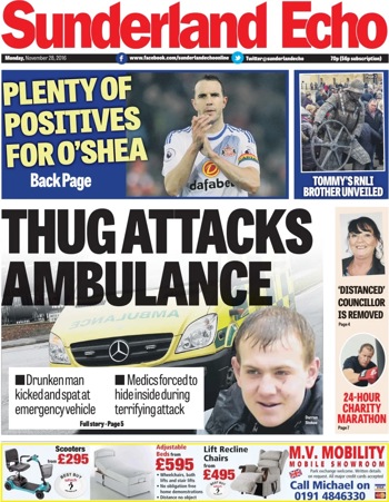Sunderland Echo Frontpage