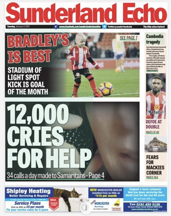 Sunderland Echo Frontpage