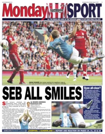 Sunderland Echo Monday Match Cover