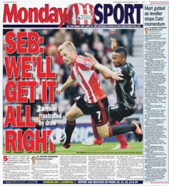 Sunderland Echo Monday Sport Cover