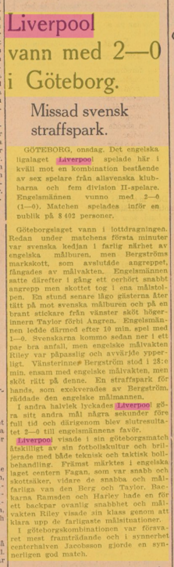 Match report from Svenska Dagbladet