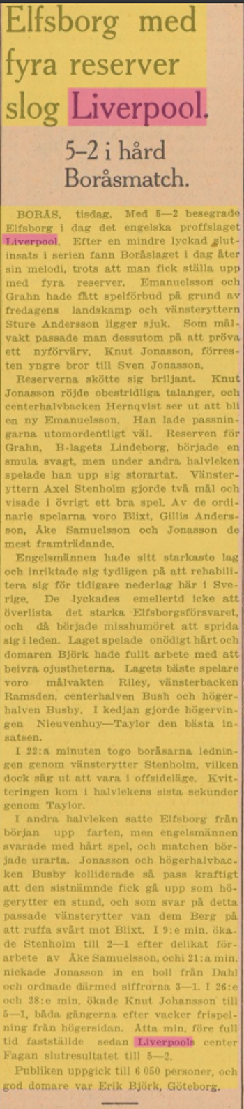 Match report from Svenska Dagbladet