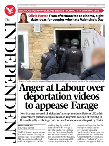 The Independent Frontpage