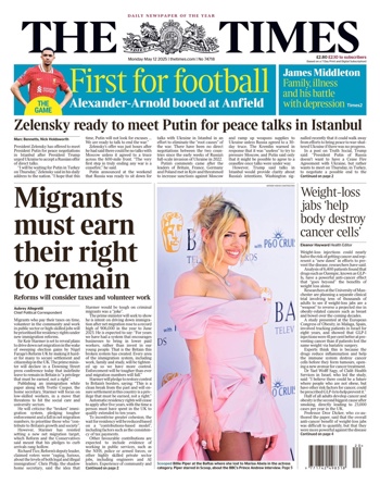 The Times Frontpage