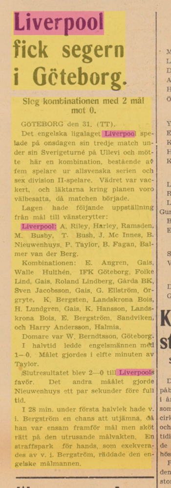 Match report from Trelleborgs Tidningen