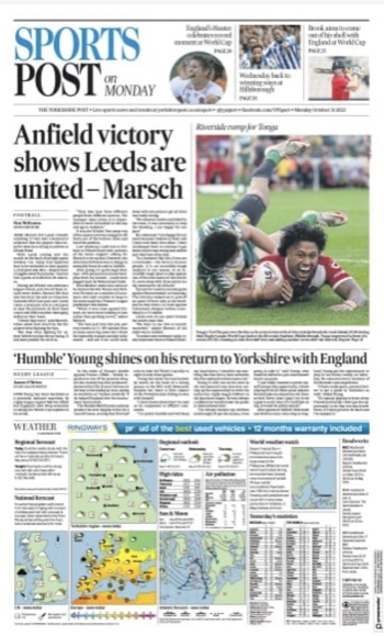 Yorkshire Post Backpage