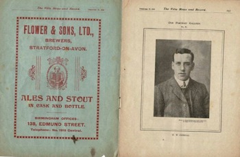 Match programme inside cover