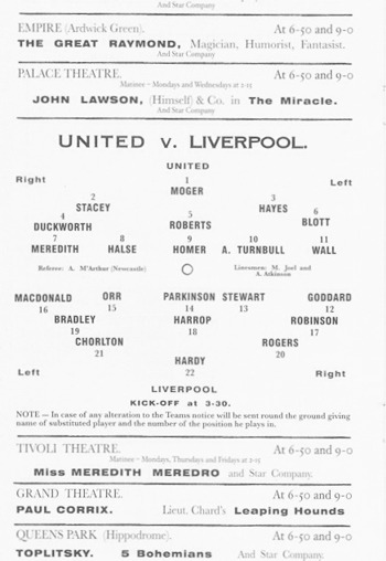 Match programme - Lineups