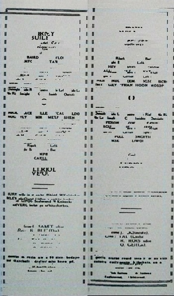 Match programme lineups
