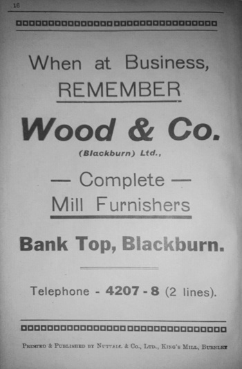 Match programme backcover