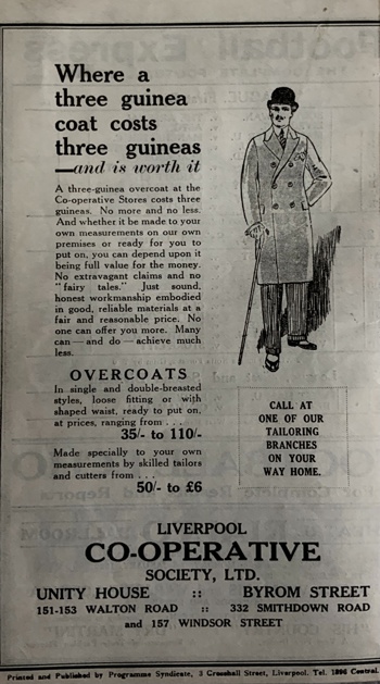 Match programme backcover