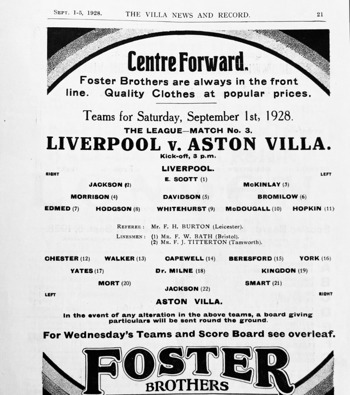 Match programme lineups