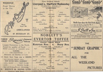 Match programme lineups
