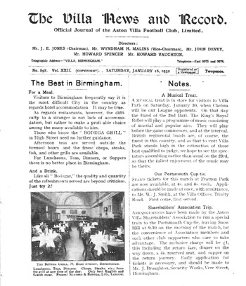 Match programme article