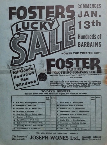 Match programme backcover