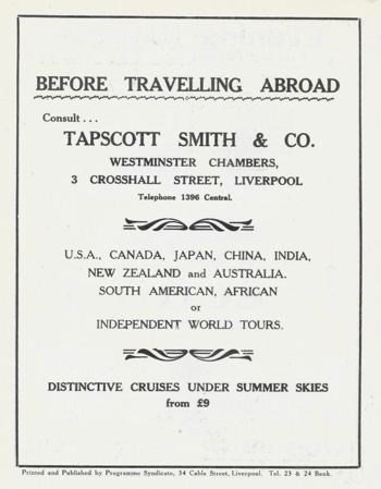 Match programme backcover
