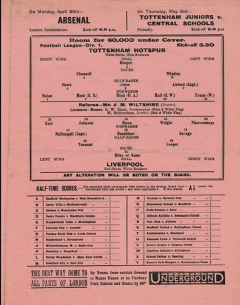 Match programme lineups