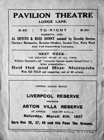 Match programme backcover