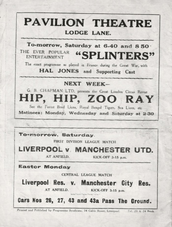 Match programme backcover