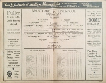 Match programme lineups