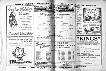 Match programme lineups