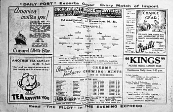 Match programme lineups