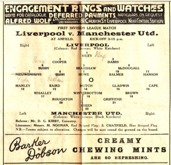 Match programme lineups