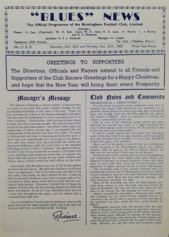Match programme
