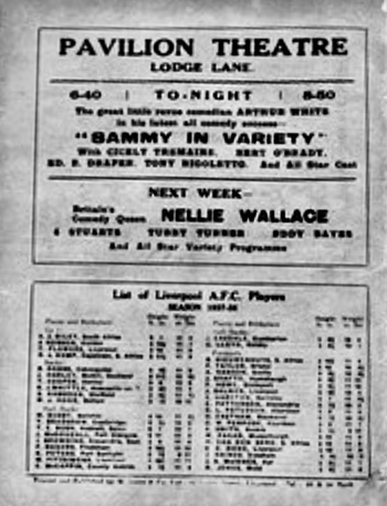 Match programme backcover