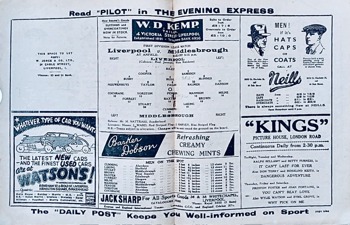 Match programme lineups