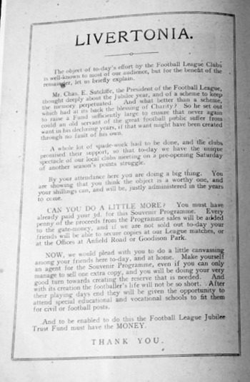 Match programme - Article