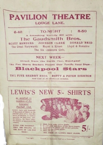 Match programme backcover