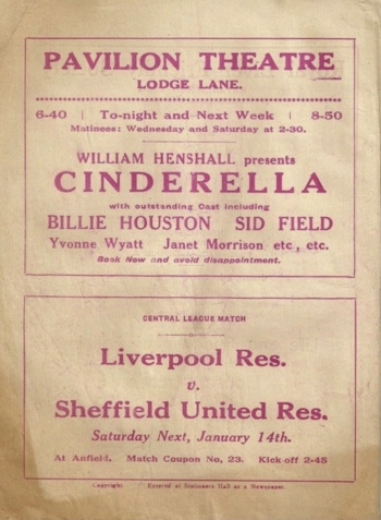 Match programme backcover