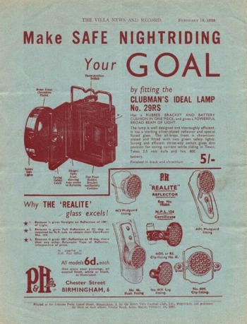 Match programme backcover