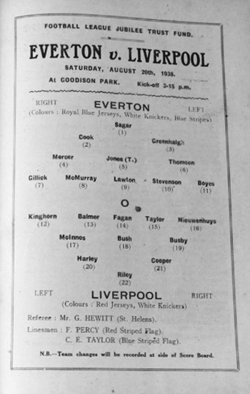 Match programme - Lineups