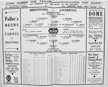 Match programme lineups