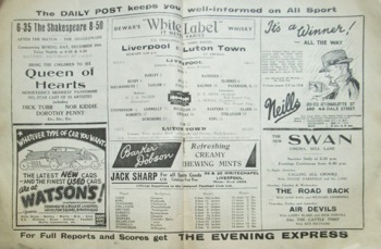 Match programme lineups