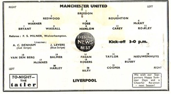 Match programme lineups