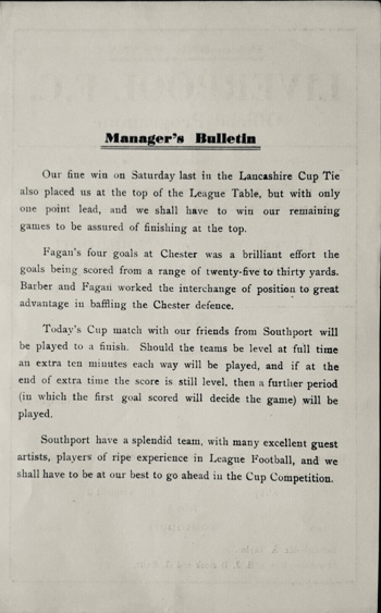 Match programme article