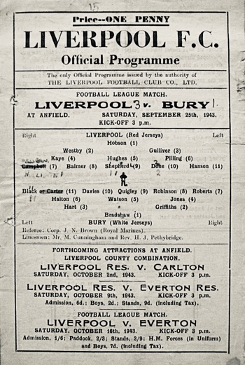 Match programme backcover