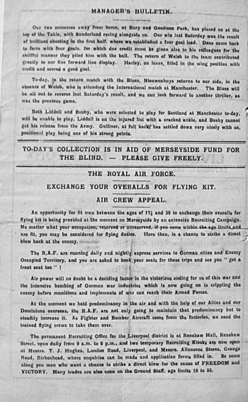 Match programme backcover