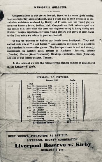 Match programme backcover