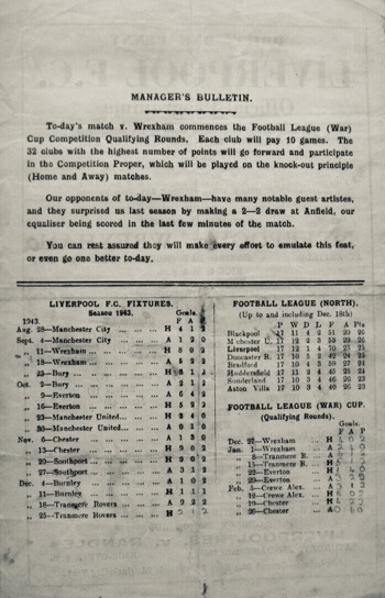 Match programme backcover